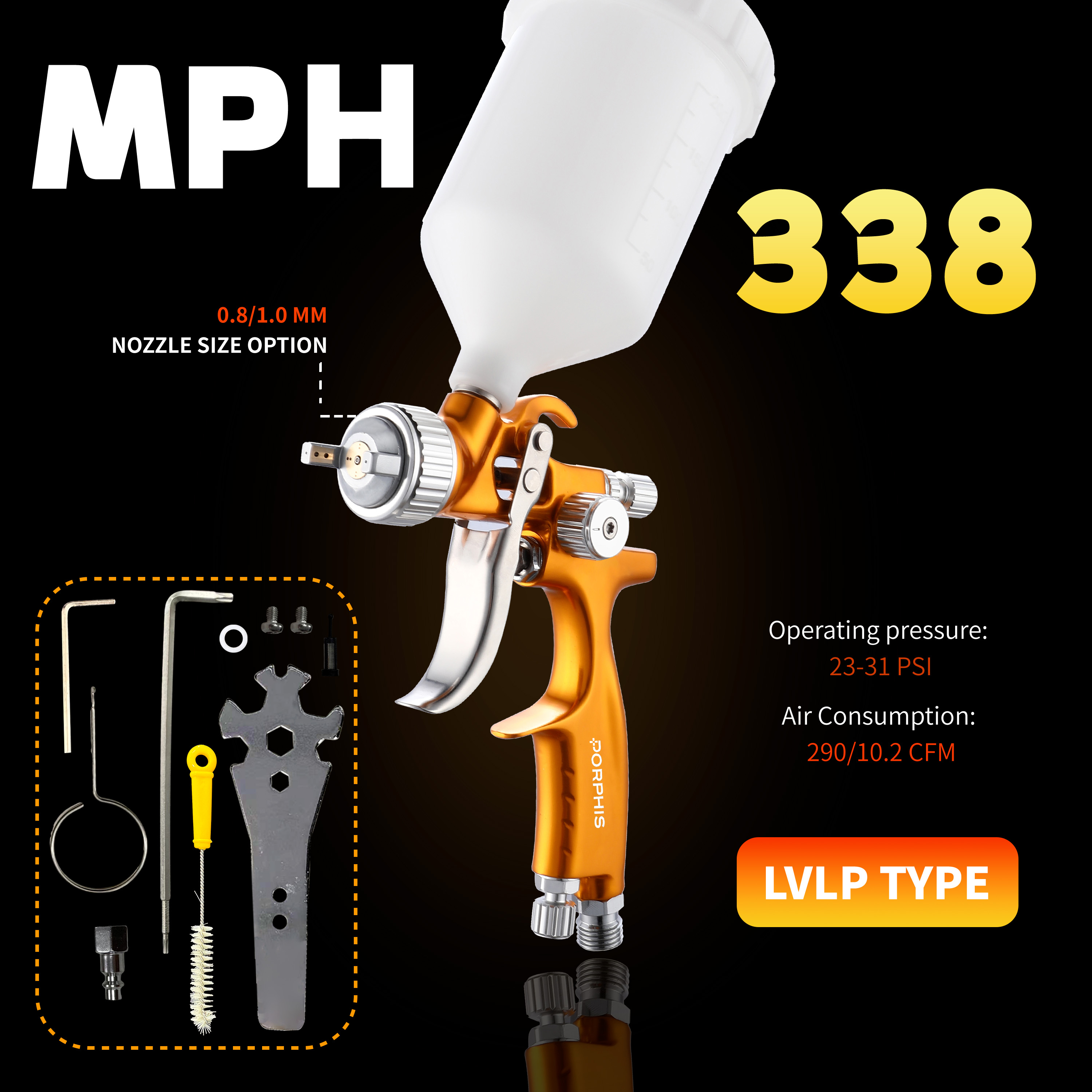 MPH-338 LVLP Mini Spray Gun