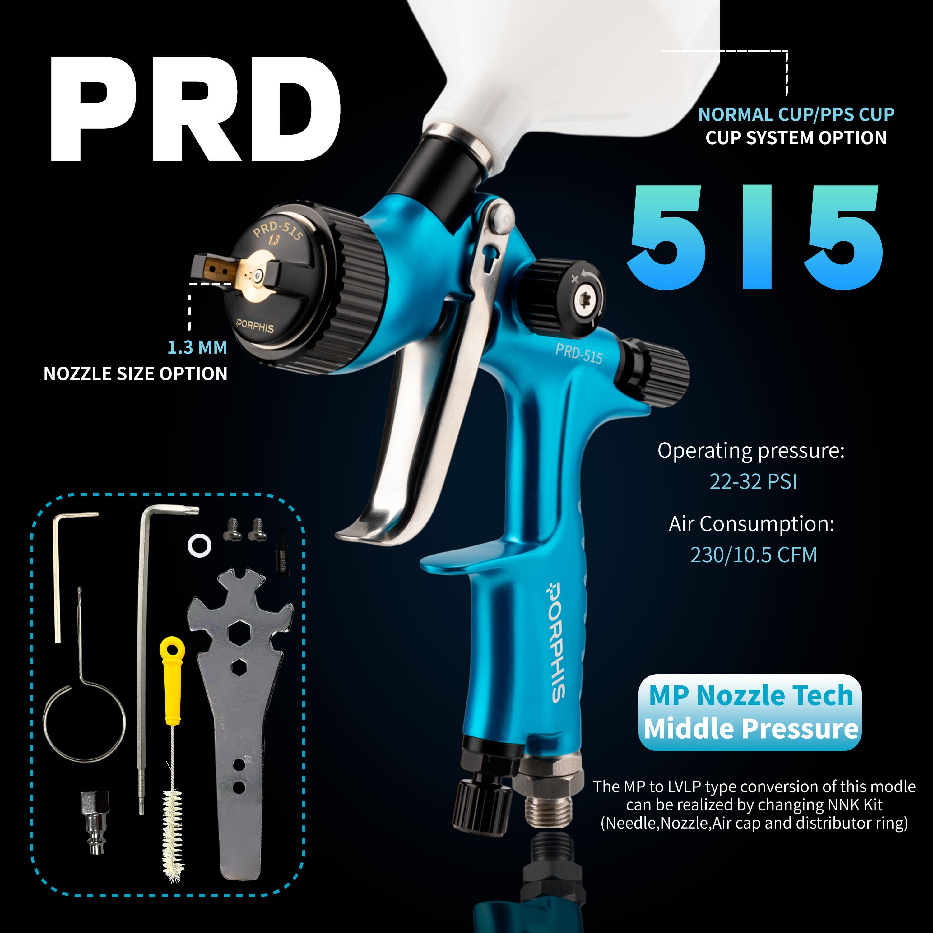 PRD-515 MP Spray Gun - Spray Guns | Porphis UK