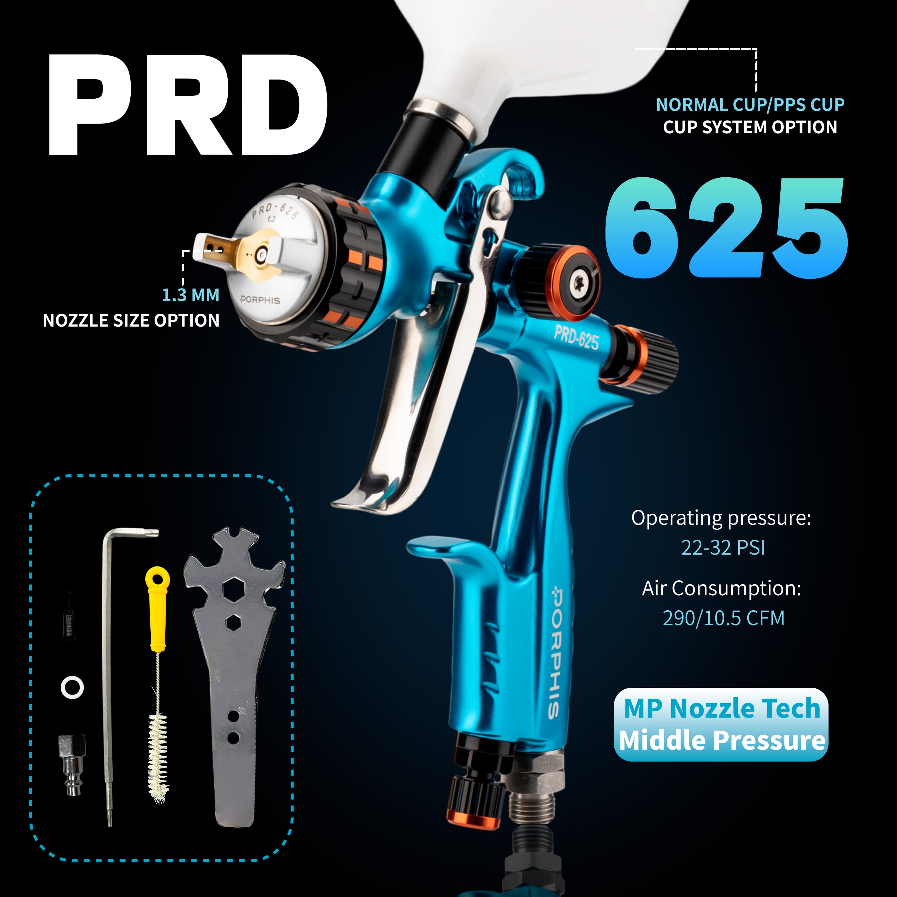 PRD-625 MP Spray Gun - Spray Guns | Porphis UK