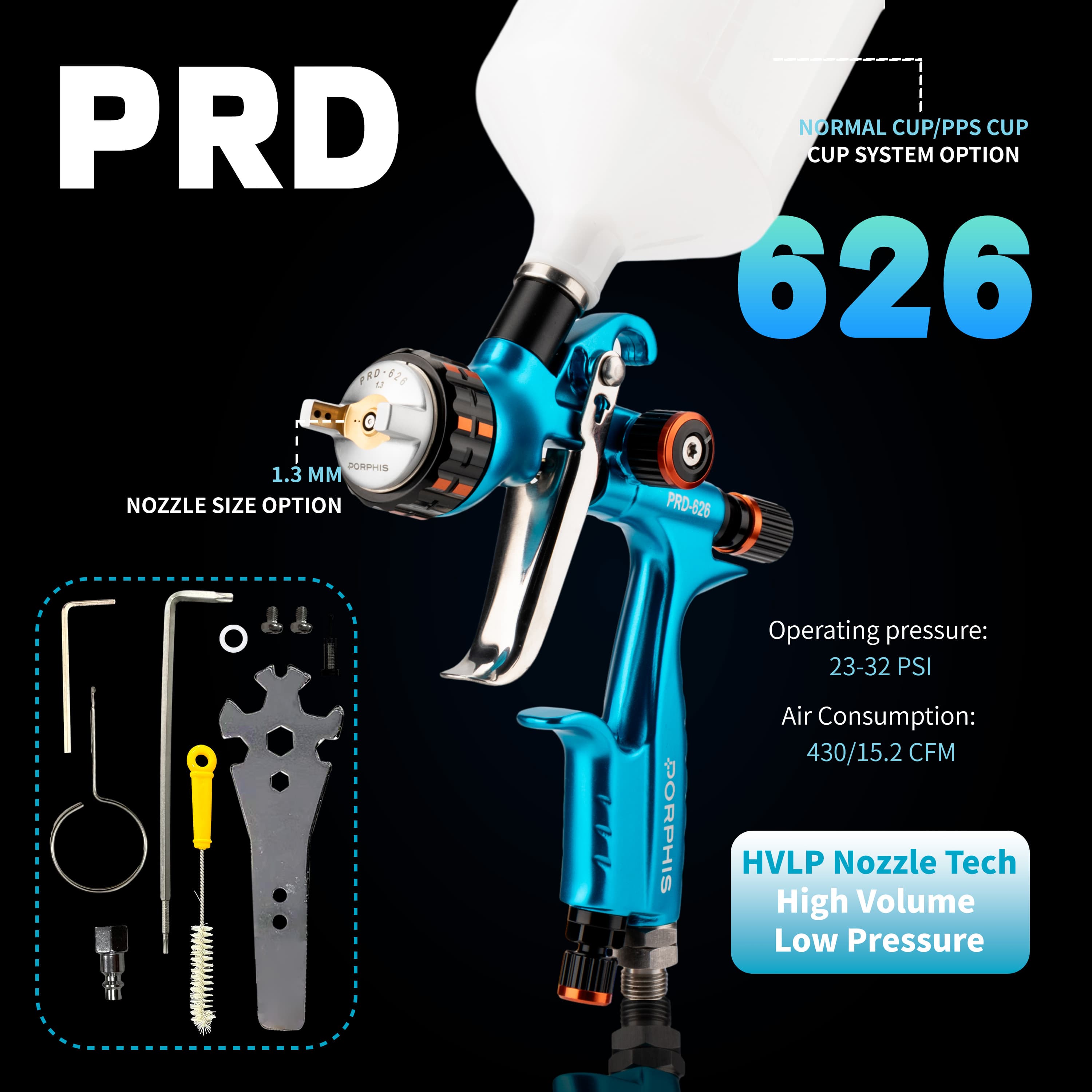 PRD-626 HVLP Spray Gun - Spray Guns | Porphis UK